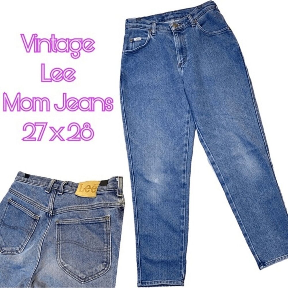 Vintage Lee Original Denim High Rise Tapered Classic Mom Jeans Size 27/28”